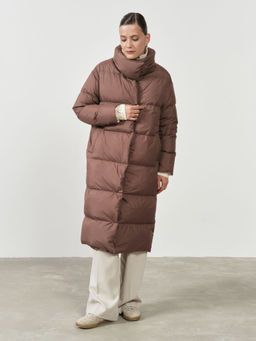 Пальто пуховик 32005 коричневый