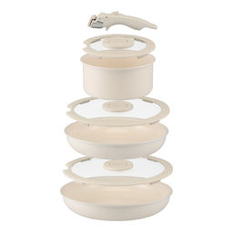 Набор посуды для приготовления со съемной ручкой smart ceramic, 7 предметов, цвета топленого молокатермо