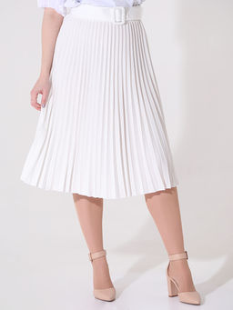 Плиссированная юбка женская больших размеров офисная - Almond фото 21