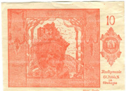 10 геллеров 1920 года Австрия Санкт-Никола на Дунае (нотгельд)