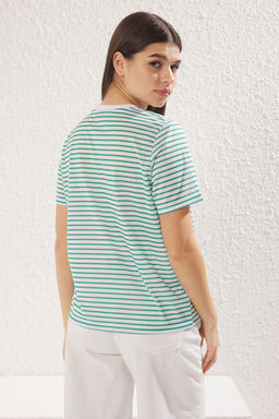 TRENDYOLMILLA K?rm?z? Cizgili Basic Orme T-Shirt TWOSS21TS0904  фото 5
