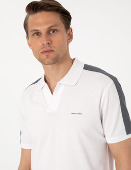 Koyu Gri Kol Detayl_ Slim Fit %100 Pamuk Apa_ Yaka Ti__rt
