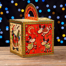 Цена за 5 шт. Подарочная коробка Дед Мороз, 14 х 14 х 14 см - Simaland фото 2