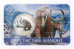 Монета Монетовидный жетон 5 червонцев 2023 года ММД Исчезнувшие виды  Шерстистый мамонт (Цветное покрытие,блистер)
