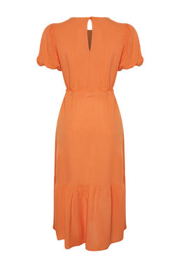 Kiremit Buzgu Detayl? Volanl? Maxi Dokuma Elbise TWOSS24EL00435 - Trendyolmilla фото 8