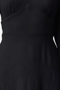 Siyah Belden Ac?lan Korsaj Detayl? Midi Dokuma Elbise TWOAW25EL00366 - Trendyolmilla фото 3