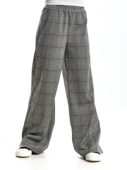 Брюки палаццо для девочки подросткам модные спорт шик UD 7872 клетка серая/черная - Mini maxi фото 9