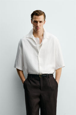 CAMISA BOXY FIT JACQUARD RAYAS / Blanco - Zara фото 2