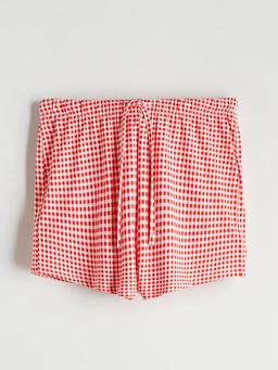 Beli Lastikli Ekose Kad?n ?ort Pijama Alt?