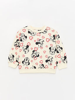 Bisiklet Yaka Minnie Mouse Bask?l? Uzun Kollu K?z Bebek Sweatshirt ve Tayt Tak?m 2li - Waikiki фото 2
