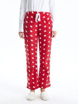 Beli Lastikli Bask?l? Kad?n Polar Pijama Alt?