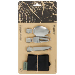 Набор туристических приборов maclay: нож, вилка, ложка, складные, нержавеющая сталь