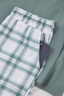 Mint Regular Ekose/Kareli Yaz? Bask?l? Cep Detayl? Orme Pijama Tak?m? TMNAW26PT00033 - Trendyolmilla фото 2