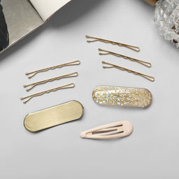 Цена за 3 шт. Невидимки для волос «Атлас», набор 9 шт., 5 см, золото