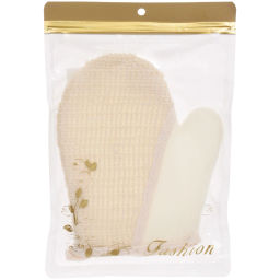 Цена за 3 шт. Мочалка - варежка массажная "SANTA MONIKA - SENDU", цвет белый, 18*22см (ZIP пакет)