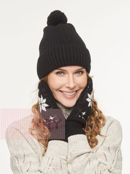 Варежки женские 212-8225. 95000/01 чёрный/молоко