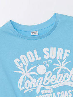 Bisiklet Yaka Bask?l? K?sa Kollu K?z ?ocuk Crop Ti??rt - Waikiki фото 2