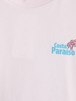 Loose Fit Bask?l? K?z ?ocuk Ti??rt