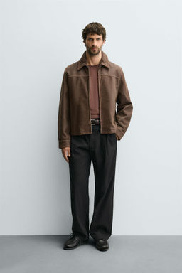CROPPED FIT LEATHER JACKET