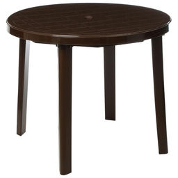 Стол круглый, 90×90×75 см, пластиковый, коричневый