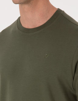 Haki Regular Fit %100 Pamuk Bisiklet Yaka Basic T-shirt