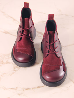 Ботинки 305.927bl.Бордовый бордовая замша/байка