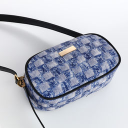 Сумка женская кросс-боди на молнии, 20.5×6.5×11.5 см, в клетку, синяя