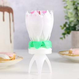 Цена за 2 шт. Свеча для торта музыкальная «Тюльпан», крутящаяся, белая, 14.5×6 см