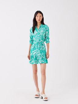 Desenli Uzun Kollu Kad?n G?mlek Elbise