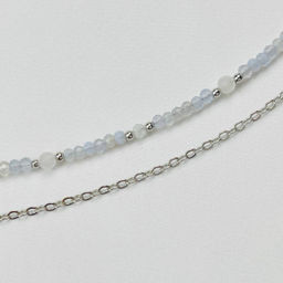 Колье двойное из Голубого агата Халцедон и Розового кварца - Радуга самоцветов фото 4