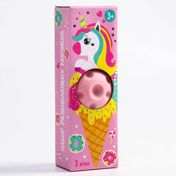 Развивающие тактильные мячики Крошка Я «Единорог», с пищалкой, в наборе 3 шт., виды МИКС