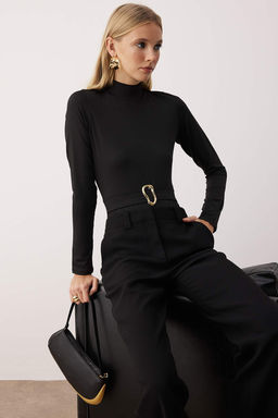 Siyah Fitted/Vucuda Oturan Aksesuar Detayl? C?tc?tl? Esnek Orme Body TWOAW26BD00006