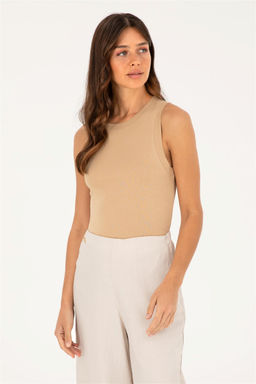 U. S. Polo Assn / Женская футболка без рукавов светло-коричневого цвета с круглым вырезом