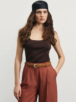 Топ с кружевной обработкой из вискозы / Zarina  фото 7