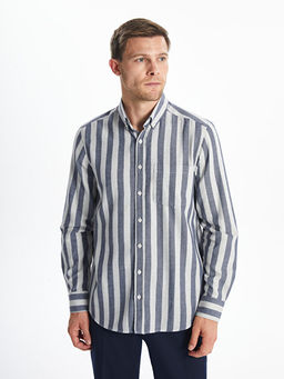 Regular Fit Uzun Kollu ?izgili Erkek G?mlek
