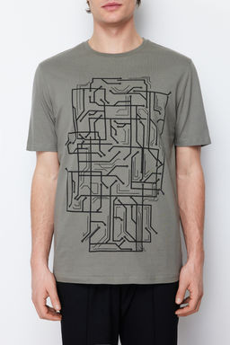 Trendyolmilla Man Haki Slim/Dar Kesim Bask?l? %100 Pamuklu Bask?l? T-Shirt TMNSS20TS0088  фото 4