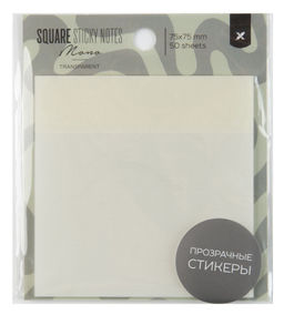 Блок самоклеящ. прозрачный LOREX TRANSPARENT MONO 75х75 мм 1 шт 50 л. прозр. 1 цв. 0,05 мм