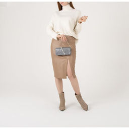 Сумка-клатч женская вечерняя на магните, на длинной цепочке, со стразами, серебристая