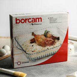 Форма для запекания Paşabahçe Borcam, 3.2 л, 28×28×6 см, с ручками, жаоопрочное стекло