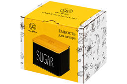 Емкость для хранения 1,5 л 14*11*11 см SUGAR с деревянной крышкой, черная - Elan gallery фото 8