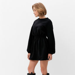 Платье женское короткое с кулиской MINAKU: Casual Collection, чёрное, размер 48