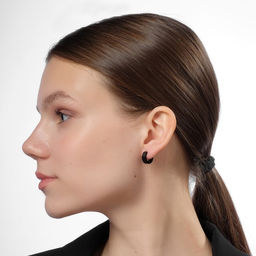 Цена за 3 шт. Серьги кольца чёрные QF Нео, d=1.4 см  фото 4