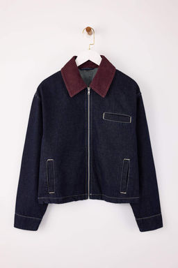 Mavi Yaka Detayl? Oversize 100% Pamuk Denim Ceket TWOSS26CE00002