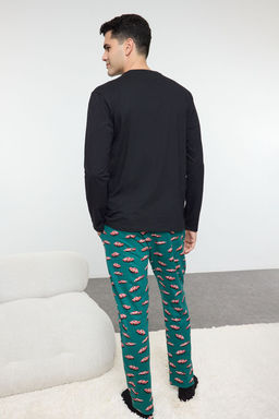 Trendyolmilla Man Siyah Regular Fit Araba Bask?l? Orme %100 Pamuklu Pijama Tak?m? TMNAW25PT00011  фото 5