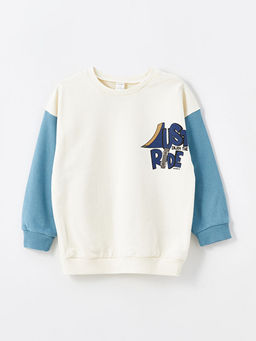 Bisiklet Yaka Uzun Kollu Bask?l? Erkek Bebek Sweatshirt