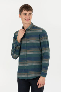 U. S. Polo Assn / Мужская зеленая рубашка с длинным рукавом - U.s. polo assn фото 13