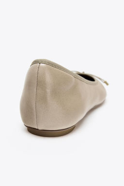 LEATHER BOW BALLET FLATS - Zara фото 6
