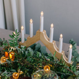 Светодиодная фигура «Рождественская горка» 39.5×33×5 см, дерево, 220 В, эффект пламени