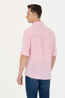 Erkek Pembe _izgili Beyaz G_mlek