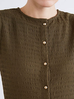 Bisiklet Yaka Dokulu Bluz